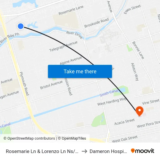 Rosemarie Ln & Lorenzo Ln Ns/Eb to Dameron Hospital map