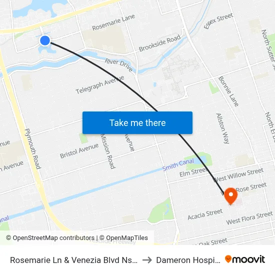 Rosemarie Ln & Venezia Blvd Ns/Eb to Dameron Hospital map