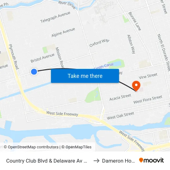 Country Club Blvd & Delaware Av Westbound to Dameron Hospital map