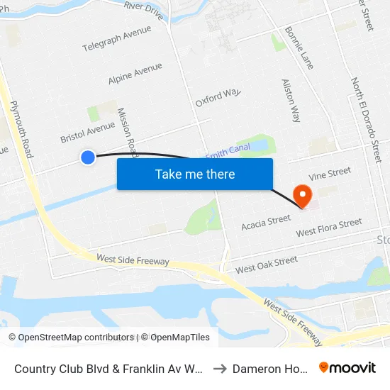 Country Club Blvd & Franklin Av Westbound to Dameron Hospital map
