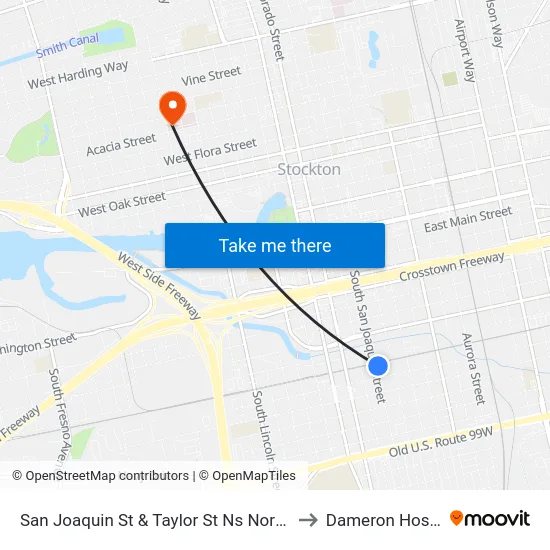 San Joaquin St & Taylor St Ns Northbound to Dameron Hospital map