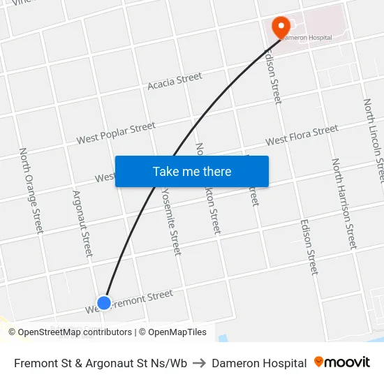 Fremont St & Argonaut St Ns/Wb to Dameron Hospital map