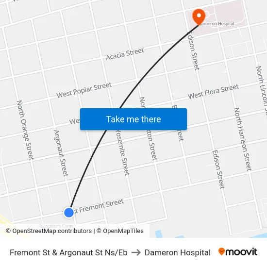 Fremont St & Argonaut St Ns/Eb to Dameron Hospital map