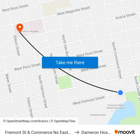 Fremont St & Commerce Ns Eastbound to Dameron Hospital map