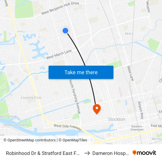 Robinhood Dr & Stratford East Fs/Eb to Dameron Hospital map