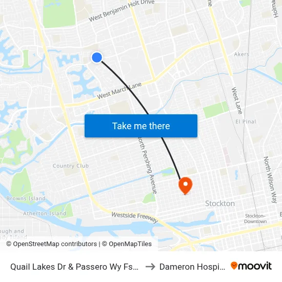 Quail Lakes Dr & Passero Wy Fs/Sb to Dameron Hospital map