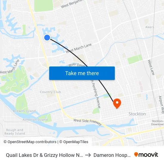 Quail Lakes Dr & Grizzy Hollow Nssb to Dameron Hospital map