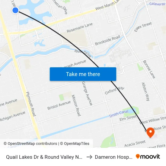 Quail Lakes Dr & Round Valley Ns/Sb to Dameron Hospital map