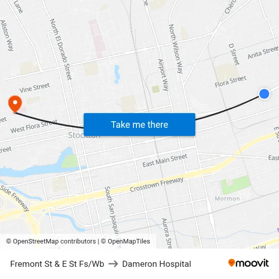 Fremont St & E St Fs/Wb to Dameron Hospital map