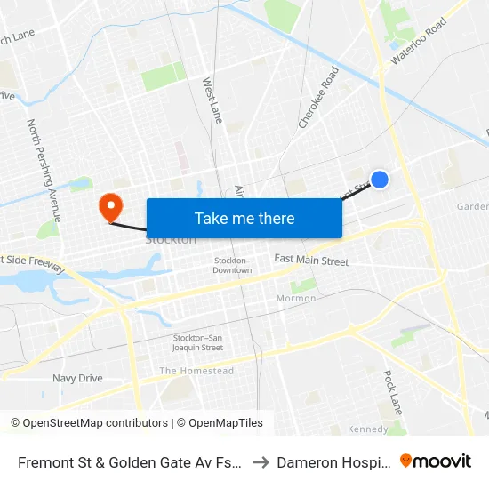 Fremont St & Golden Gate Av Fs/Eb to Dameron Hospital map