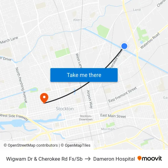Wigwam Dr & Cherokee Rd Fs/Sb to Dameron Hospital map