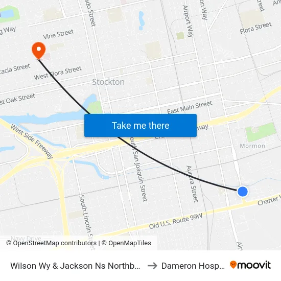 Wilson Wy & Jackson Ns Northbound to Dameron Hospital map