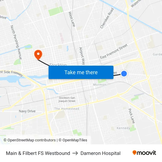 Main & Filbert FS Westbound to Dameron Hospital map