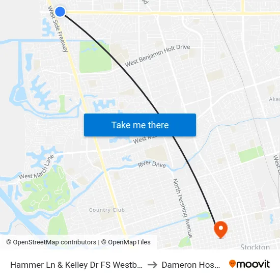 Hammer Ln & Kelley Dr FS Westbound to Dameron Hospital map
