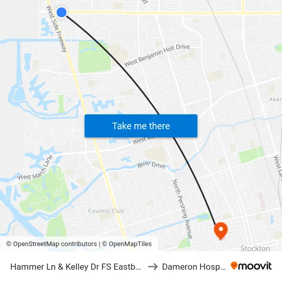 Hammer Ln & Kelley Dr FS Eastbound to Dameron Hospital map
