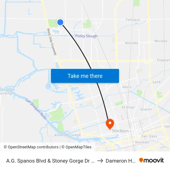 A.G. Spanos Blvd & Stoney Gorge Dr Ns Northbound to Dameron Hospital map