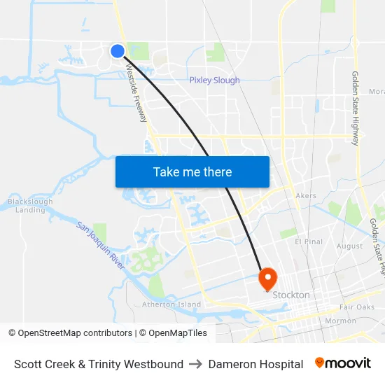 Scott Creek & Trinity Westbound to Dameron Hospital map