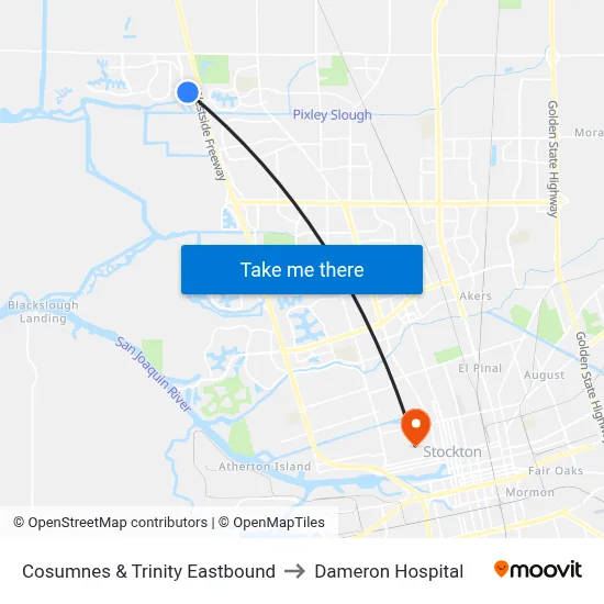 Cosumnes & Trinity Eastbound to Dameron Hospital map