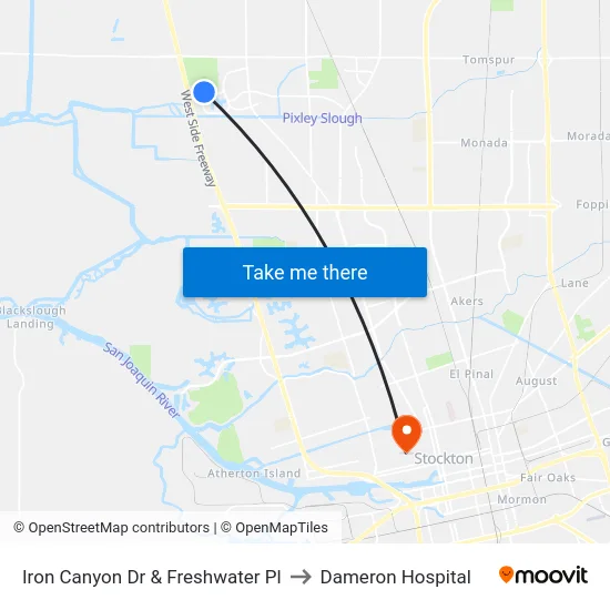 Iron Canyon Dr & Freshwater Pl to Dameron Hospital map