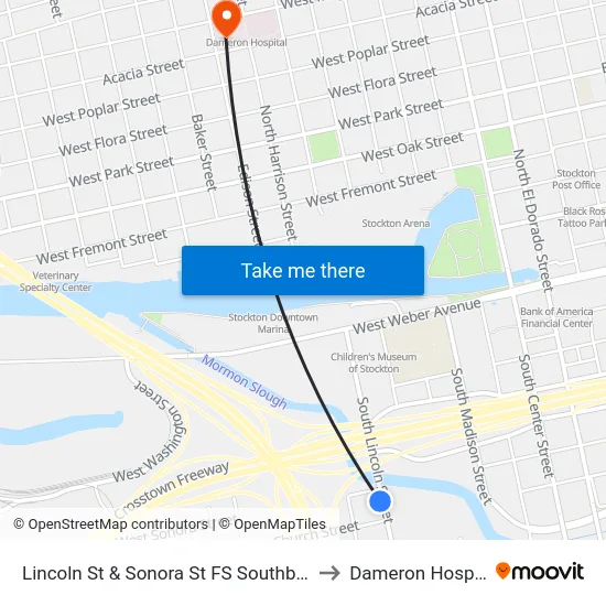 Lincoln St & Sonora St FS Southbound to Dameron Hospital map