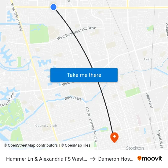 Hammer Ln & Alexandria FS Westbound to Dameron Hospital map