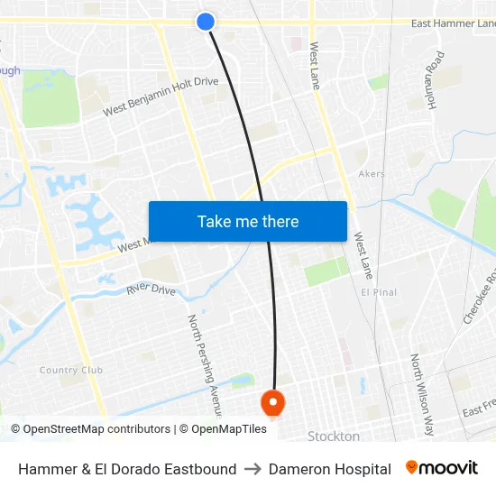 Hammer & El Dorado Eastbound to Dameron Hospital map