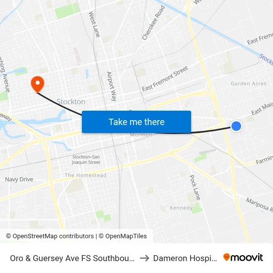 Oro & Guersey Ave FS Southbound to Dameron Hospital map