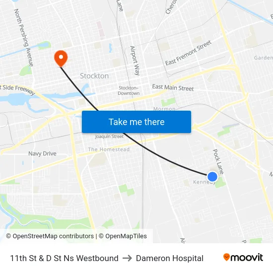 11th St & D St Ns Westbound to Dameron Hospital map