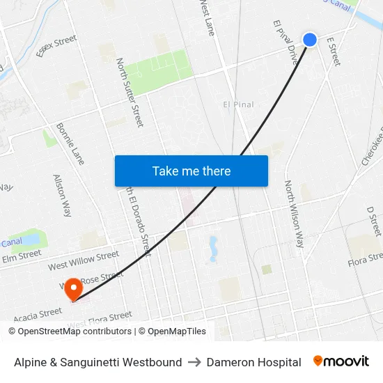 Alpine & Sanguinetti Westbound to Dameron Hospital map
