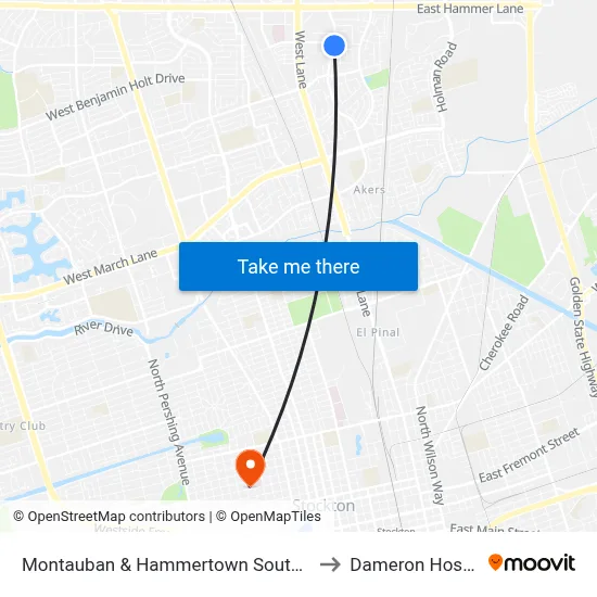 Montauban & Hammertown Southbound to Dameron Hospital map