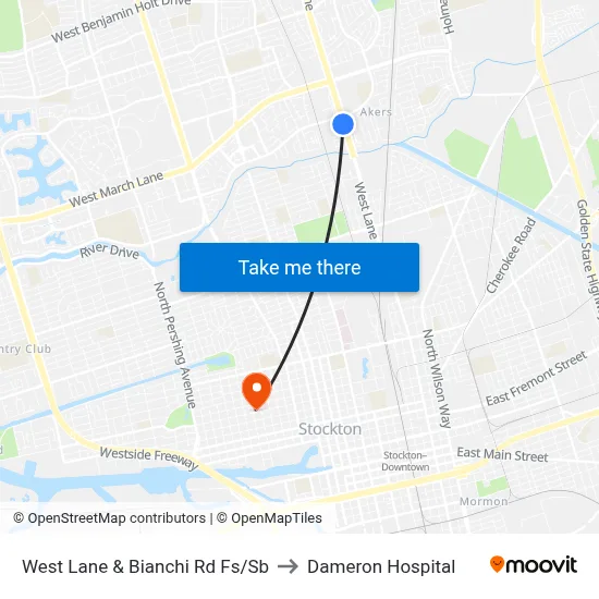 West Lane & Bianchi Rd Fs/Sb to Dameron Hospital map