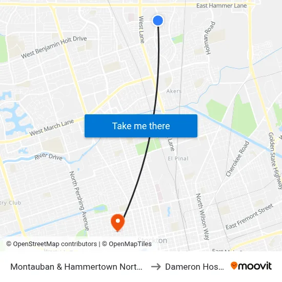 Montauban & Hammertown Northbound to Dameron Hospital map
