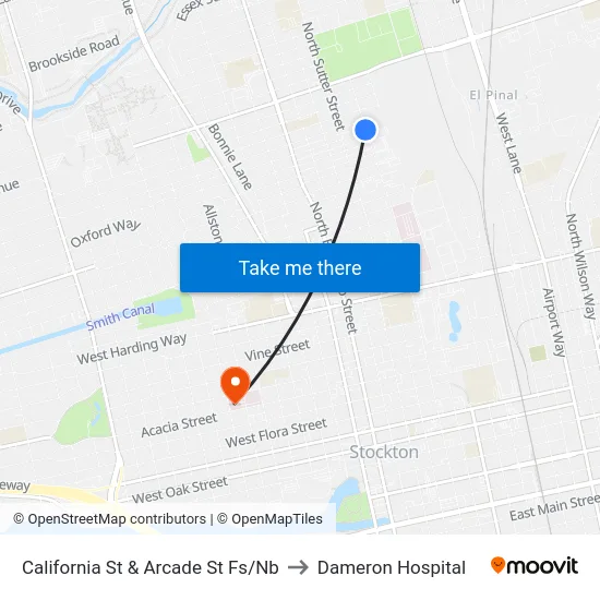 California St & Arcade St Fs/Nb to Dameron Hospital map
