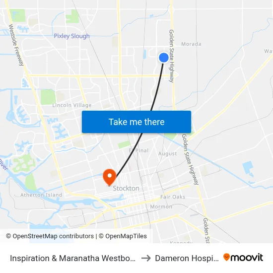 Inspiration & Maranatha Westbound to Dameron Hospital map