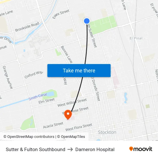 Sutter & Fulton Southbound to Dameron Hospital map