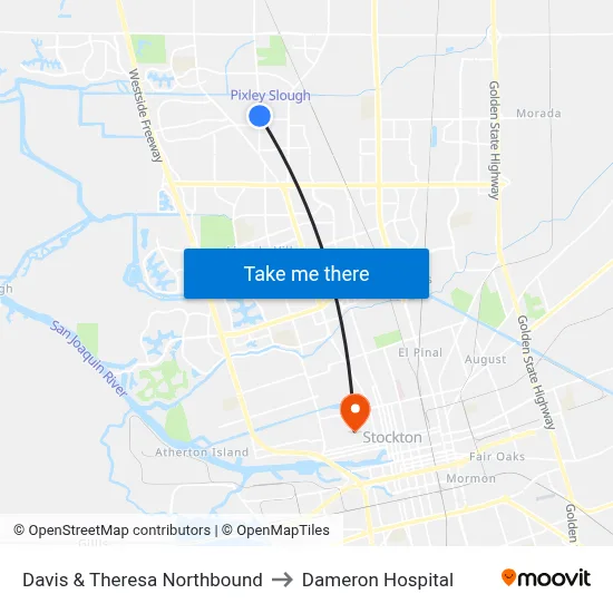 Davis & Theresa Northbound to Dameron Hospital map