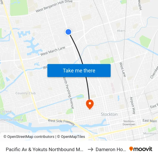 Pacific Av & Yokuts Northbound Main Building to Dameron Hospital map