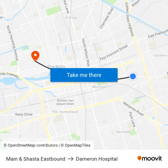 Main & Shasta Eastbound to Dameron Hospital map