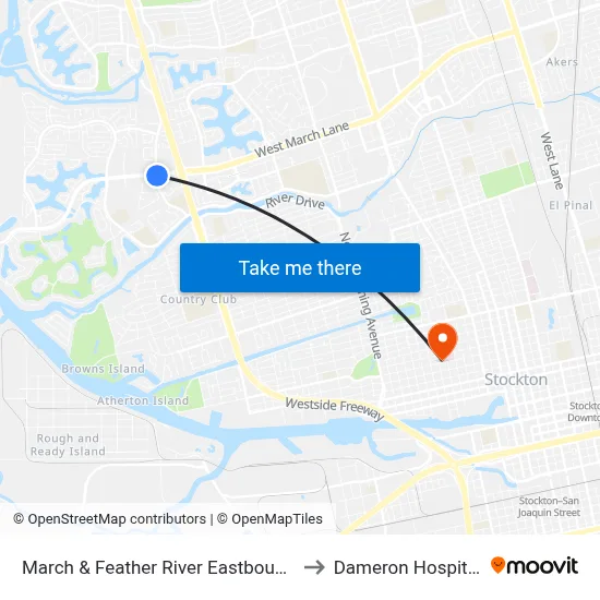 March & Feather River Eastbound to Dameron Hospital map