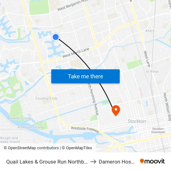Quail Lakes & Grouse Run Northbound to Dameron Hospital map