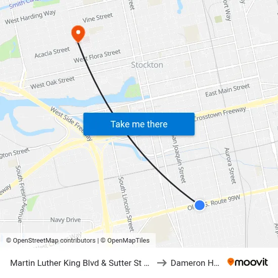 Martin Luther King Blvd & Sutter St FS Eastbound to Dameron Hospital map