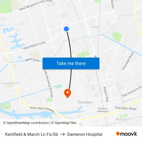 Kentfield & March Ln Fs/Sb to Dameron Hospital map
