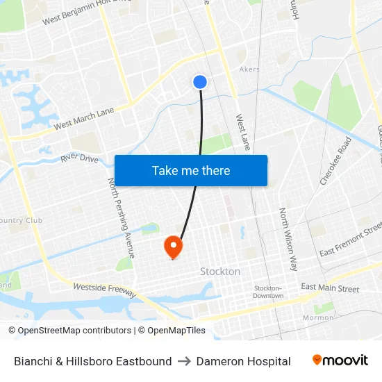 Bianchi & Hillsboro Eastbound to Dameron Hospital map