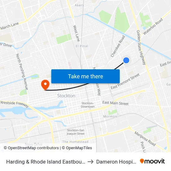 Harding & Rhode Island Eastbound to Dameron Hospital map