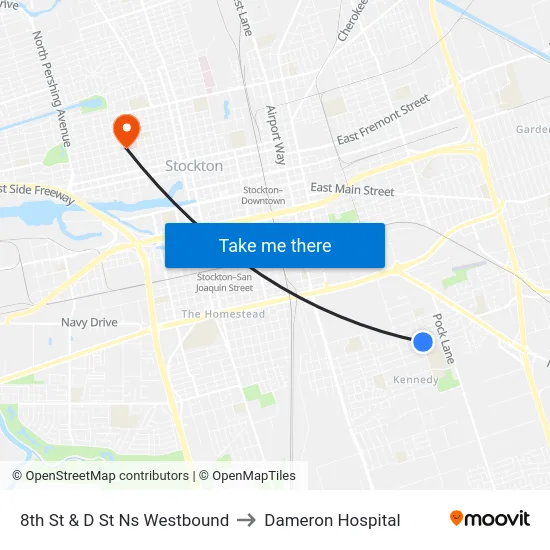8th St & D St Ns Westbound to Dameron Hospital map