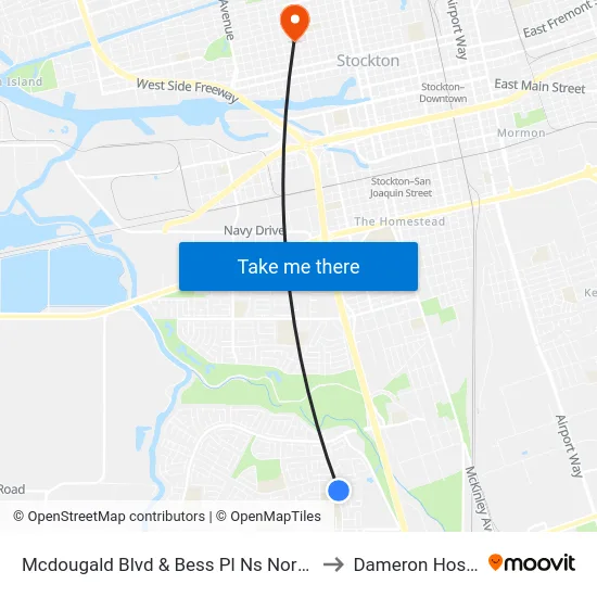 Mcdougald Blvd & Bess Pl Ns Northbound to Dameron Hospital map