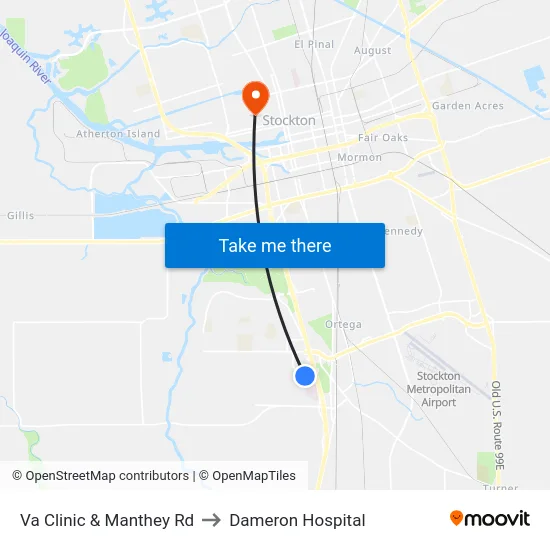 Va Clinic & Manthey Rd to Dameron Hospital map