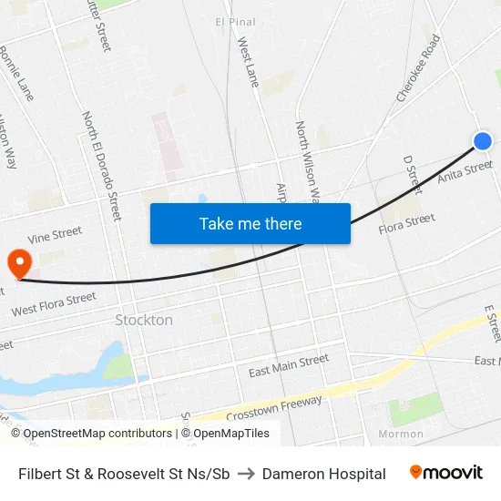 Filbert St & Roosevelt St Ns/Sb to Dameron Hospital map