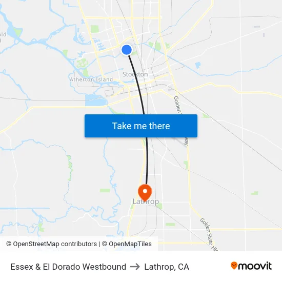 Essex & El Dorado Westbound to Lathrop, CA map