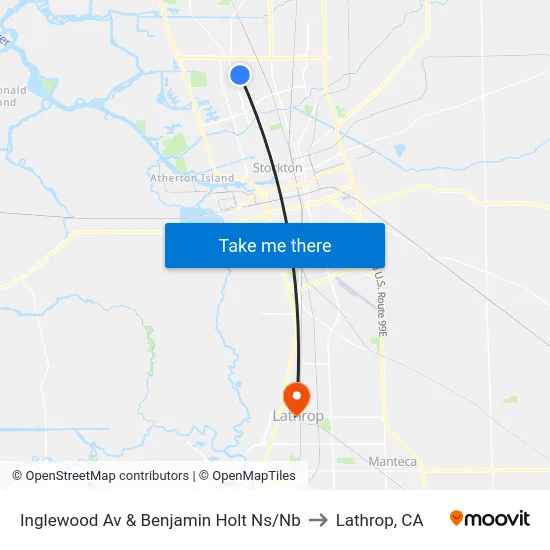 Inglewood Av & Benjamin Holt Ns/Nb to Lathrop, CA map